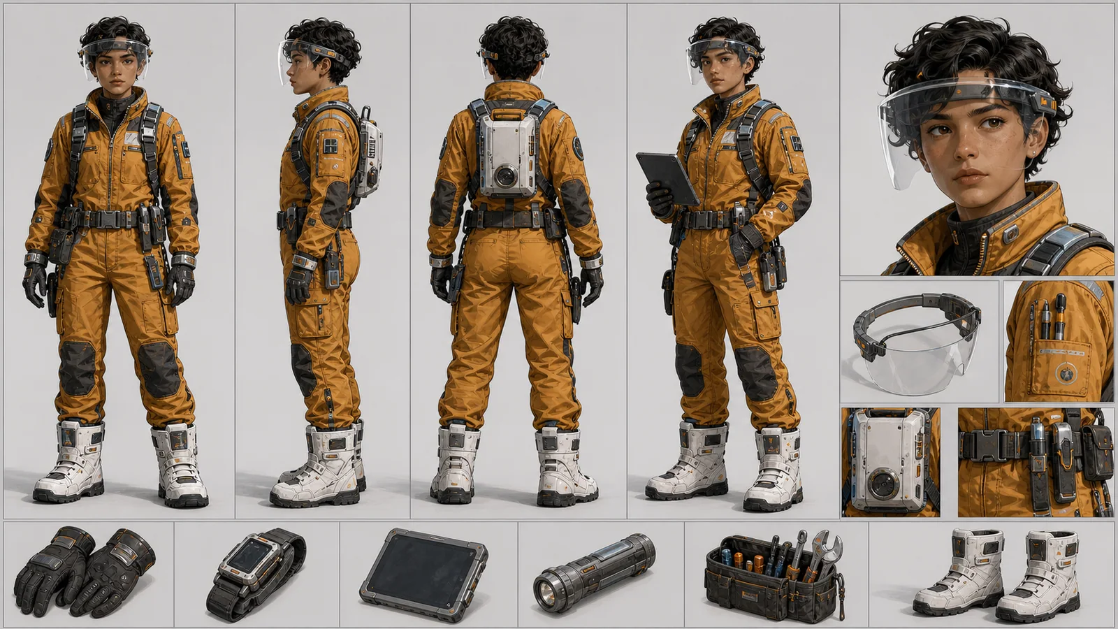 Sci-Fi Engineer character sheet generated with LumiYing