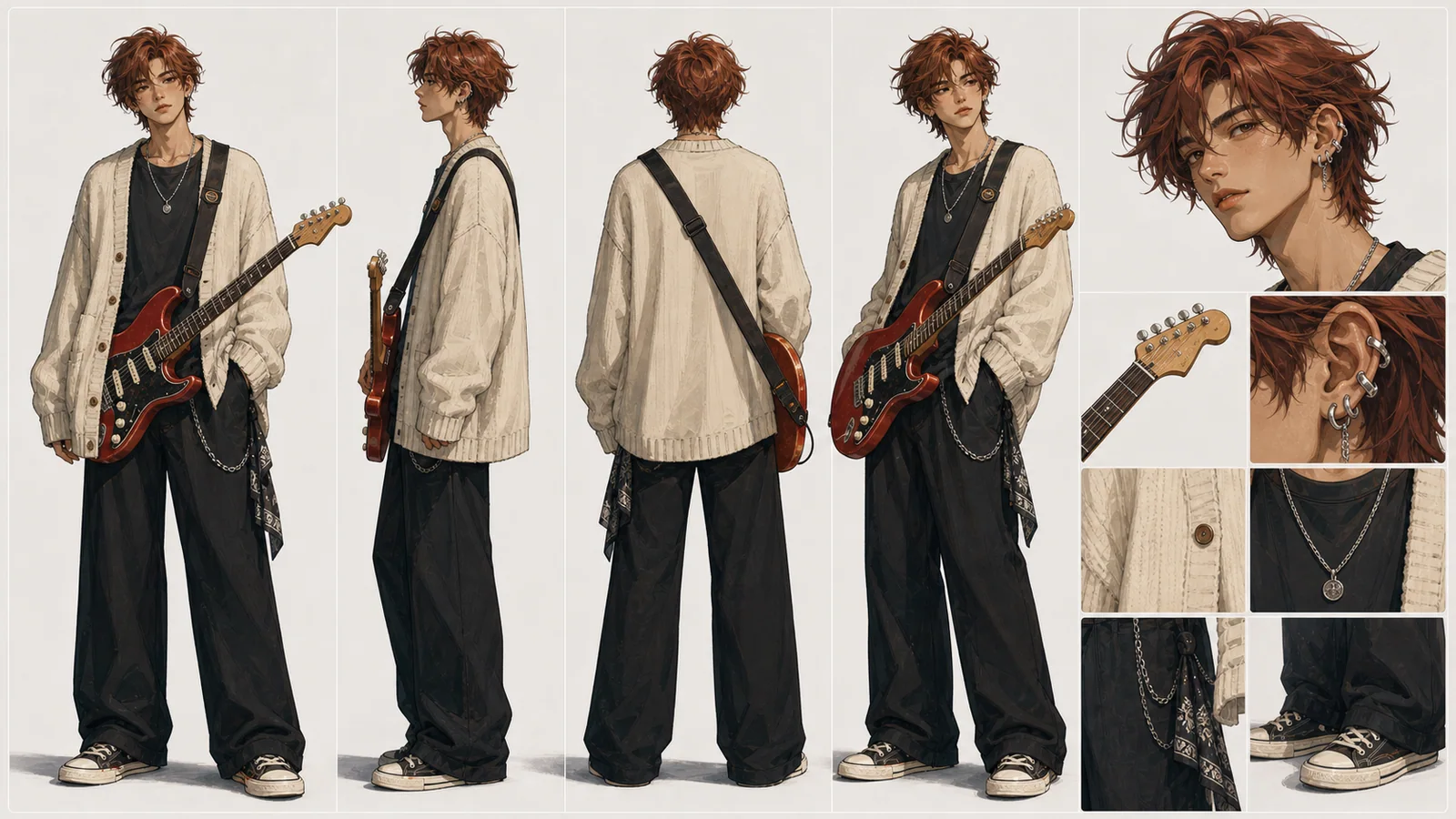 Indie Musician character sheet generated with LumiYing