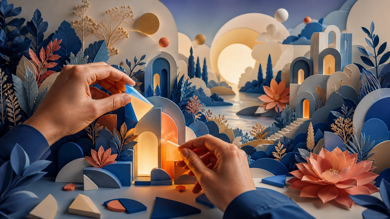 AI generated editorial illustration about human and AI creativity