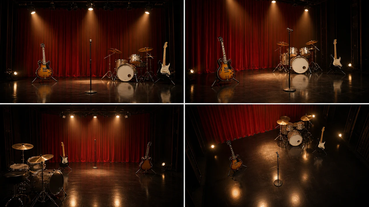 Music video stage scene references from different camera angles