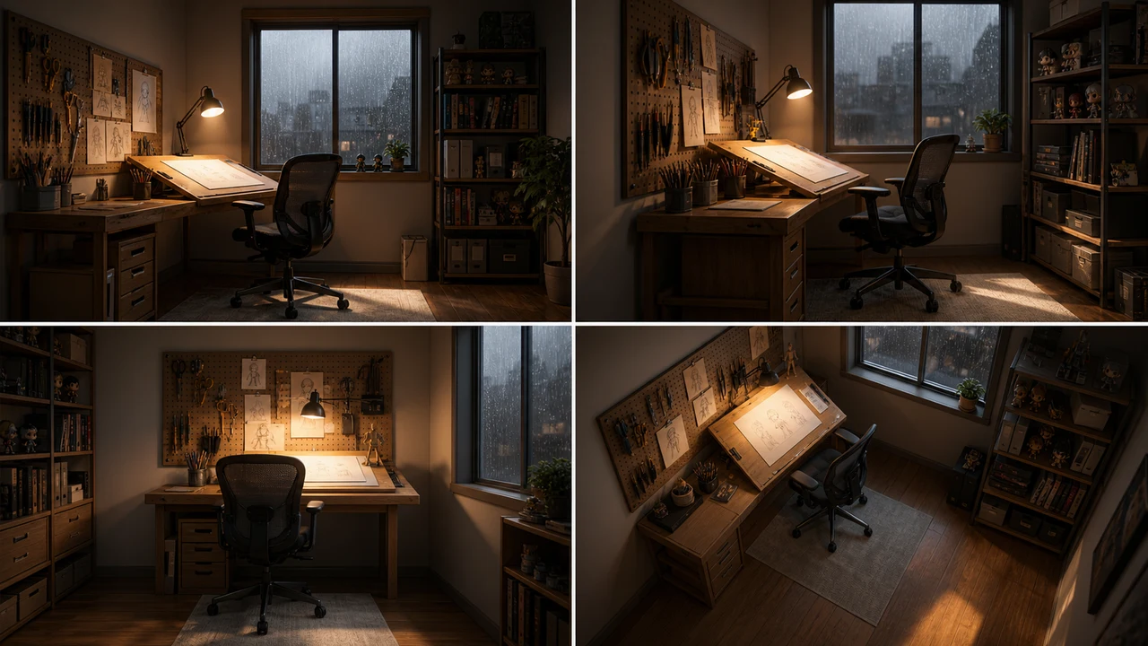 Animation studio background scene grid