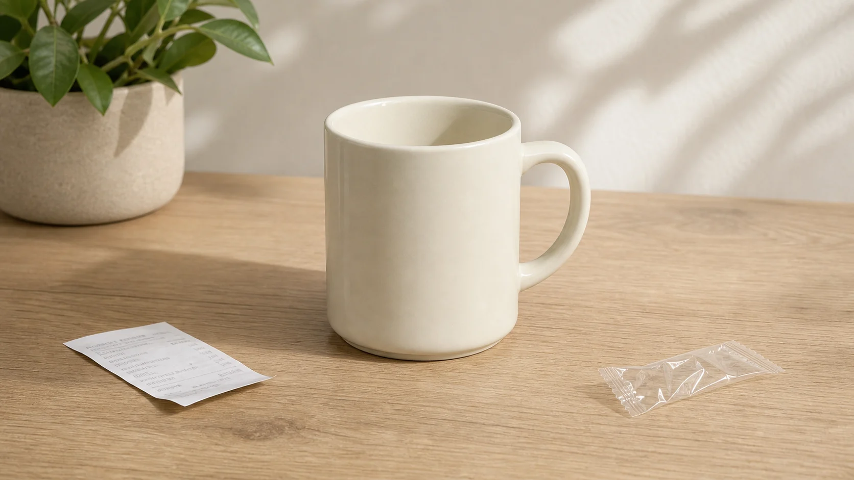 Before image for object cleanup with small distractions on a tabletop