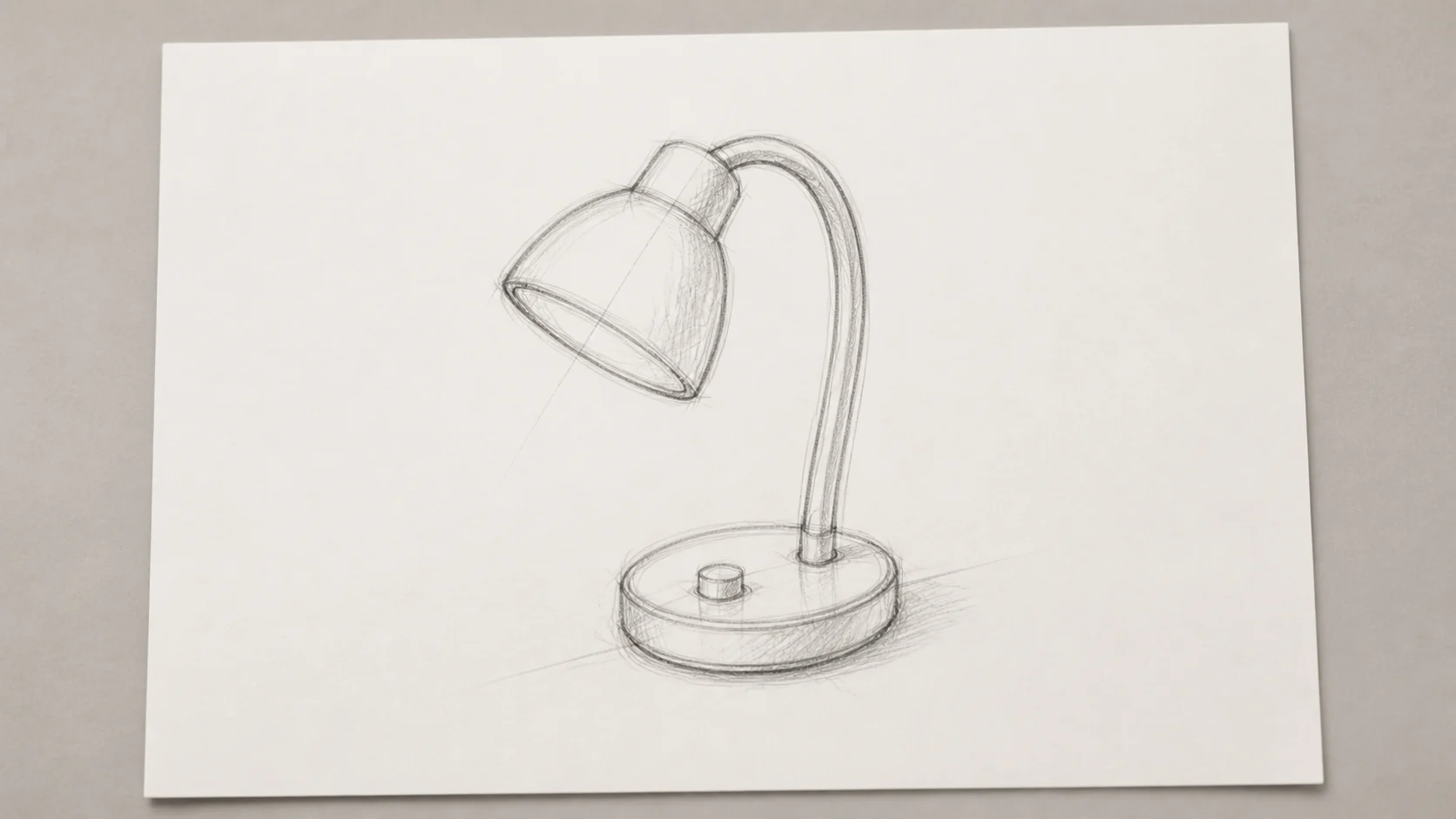 Before image for sketch to render with a rough pencil desk lamp concept